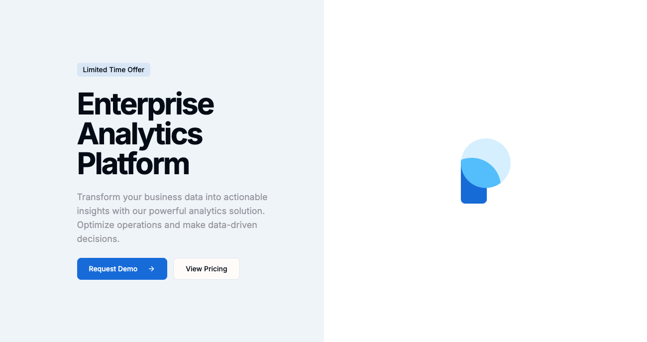 Hero with Split Layout and Geometric Logo